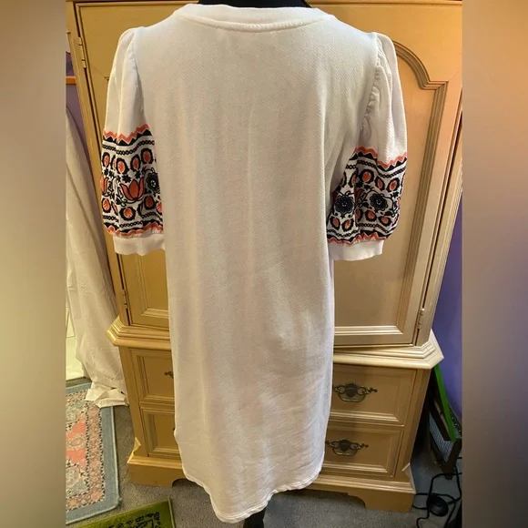 LOFT White dress with embroidered sleeves - Picture 4 of 8